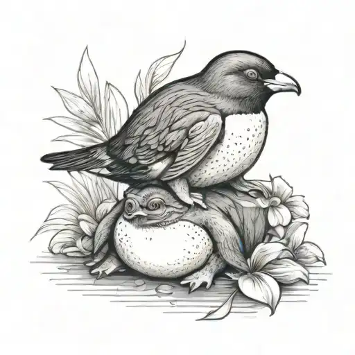 Penguin And Frog Sitting