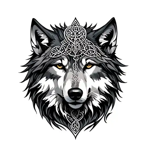 Celtic Wolf And Goddess Brigid