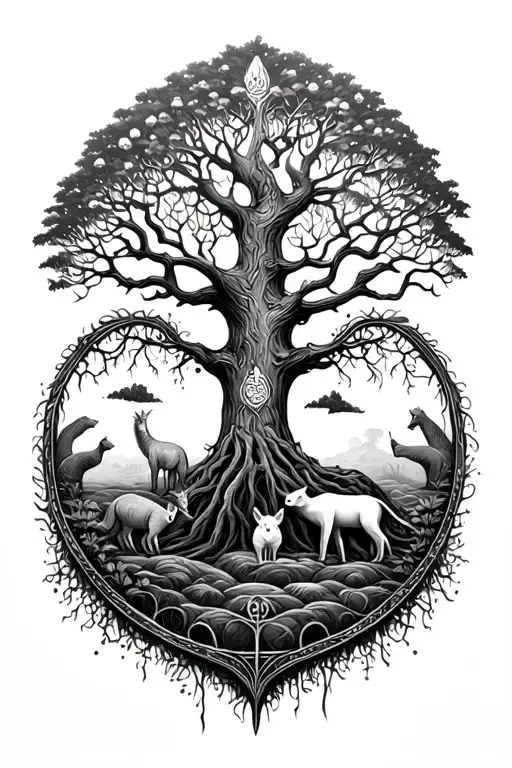 Tree Of Life With Animals And Details