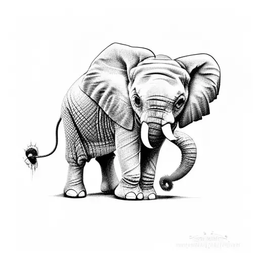 An Adorable Baby Elephant Playing A Tiny Guitar