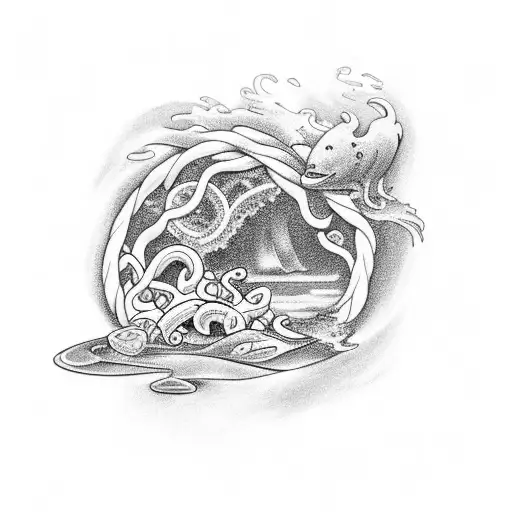 Pretzel With Ocean Scene Inside And Behind It