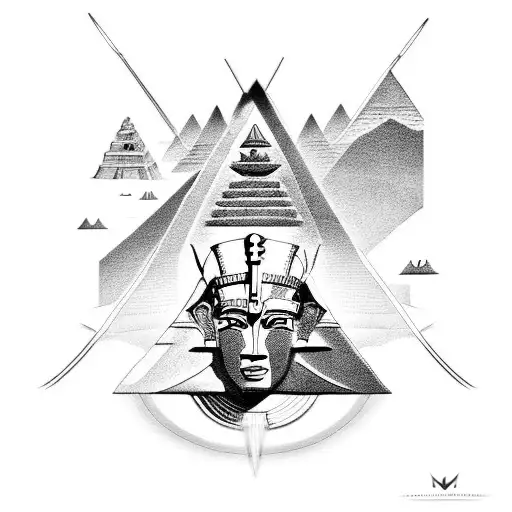 A Pharoah With Pyramids As The Background