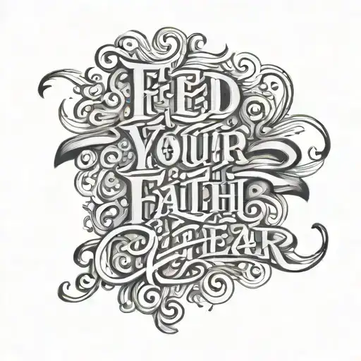 Feed Your Faith And Starve Your Fear In Cursive With And Oldish Background Horizontally