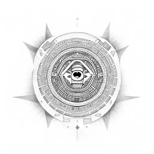 Aztec Calendar With Aztec Queen