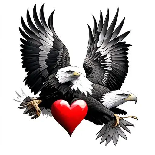 Two Eagles Love Heart