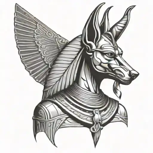 Ancient Egypt Anubis Portrait With Half