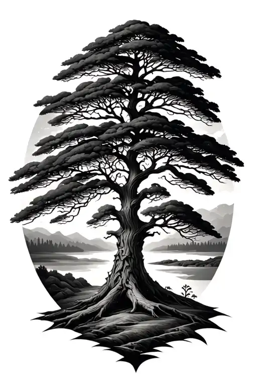 Nordic World Tree With A Gentle Landscape In The Background And Suitable Runes