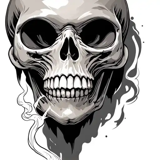 Skull And Alien Smoking