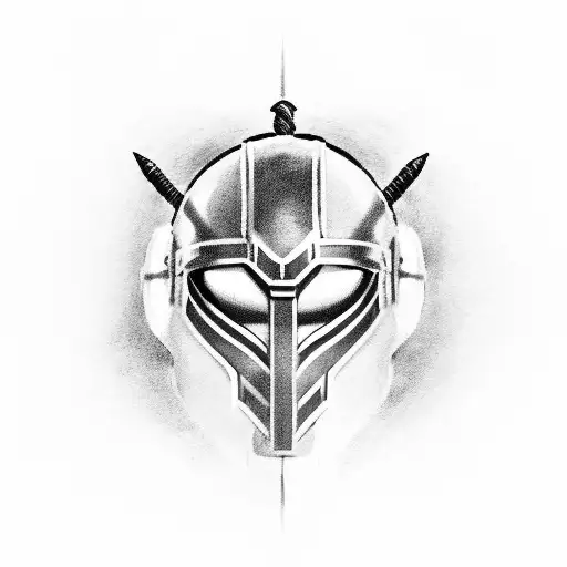 Small Spartan Helmet With Spear Through It