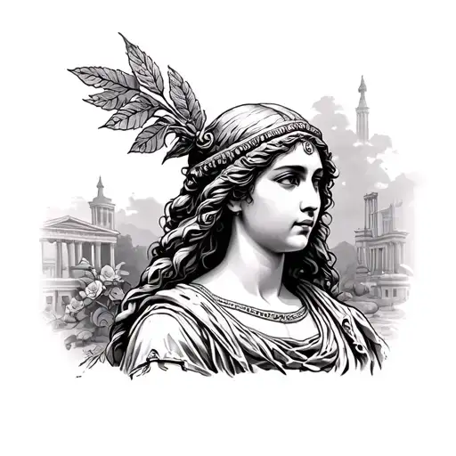 Roman Temple Woman Outside