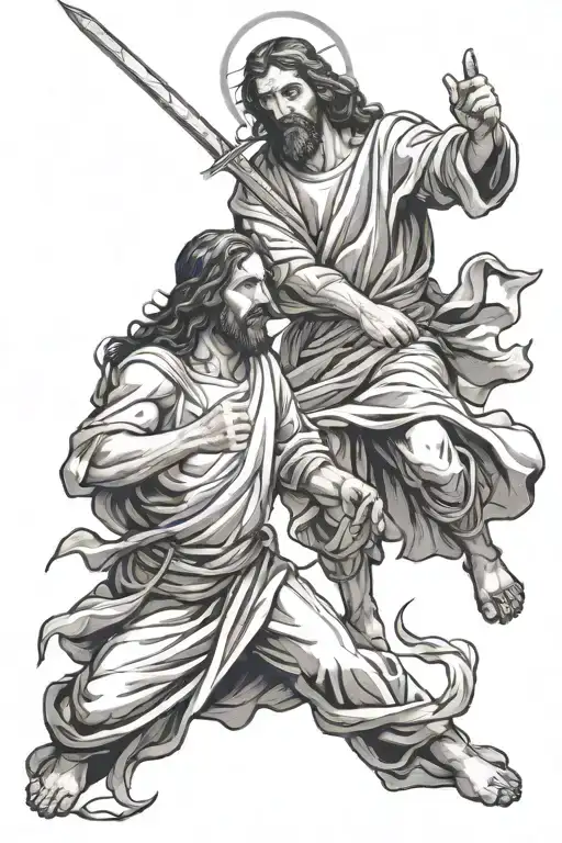 Jesus Fighting The Devil