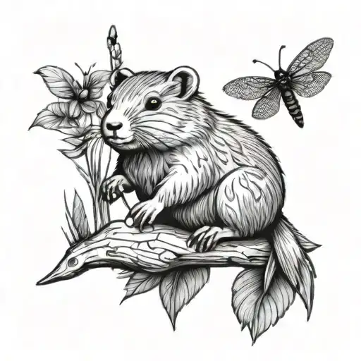 Beaver And Dragonfly Sunshine