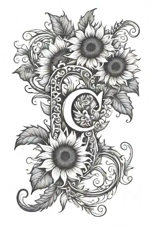 Sunflowers Vine Letter C And M