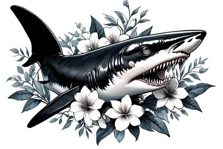 Shark And Flowers Wrapped