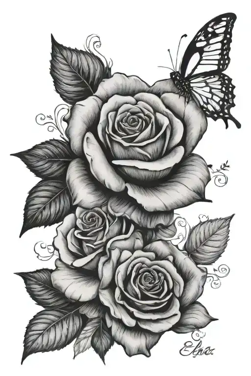 The Name Ella In A Rose Theme Sleeve