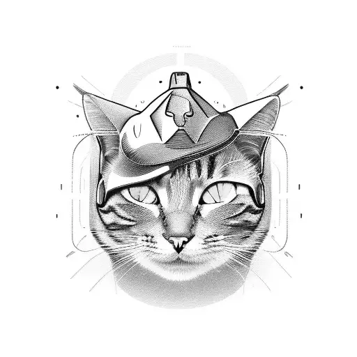 A Welder's Helmet With A Cat Face Incorporated Into The Design