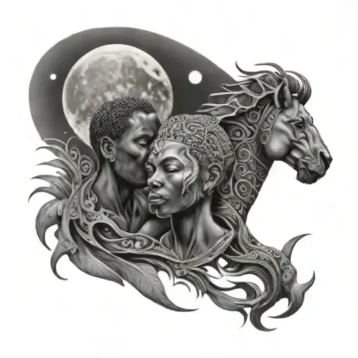 African Moon Merging Together