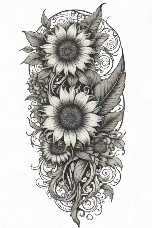 Sunflower Vine And Feathers