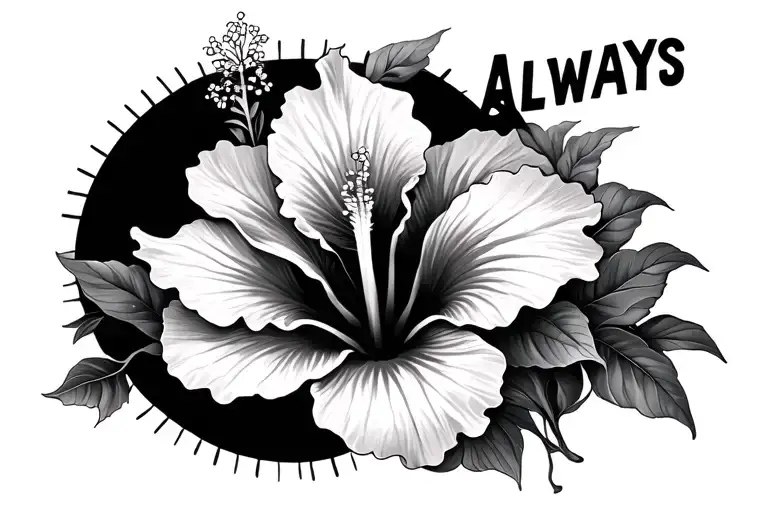 Write Always With A Hibiscus Flower Sun And Flower