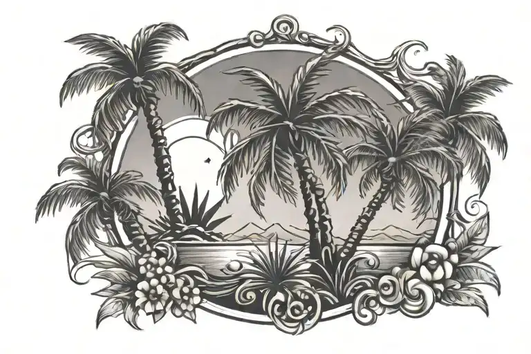 Palm Tree And Sun And Crown