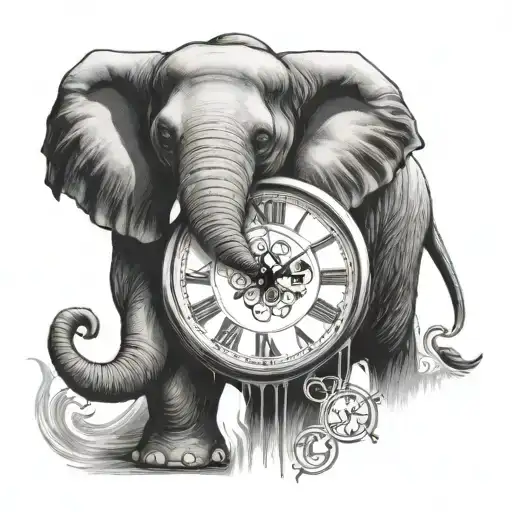Elephant Holding Clock Melting