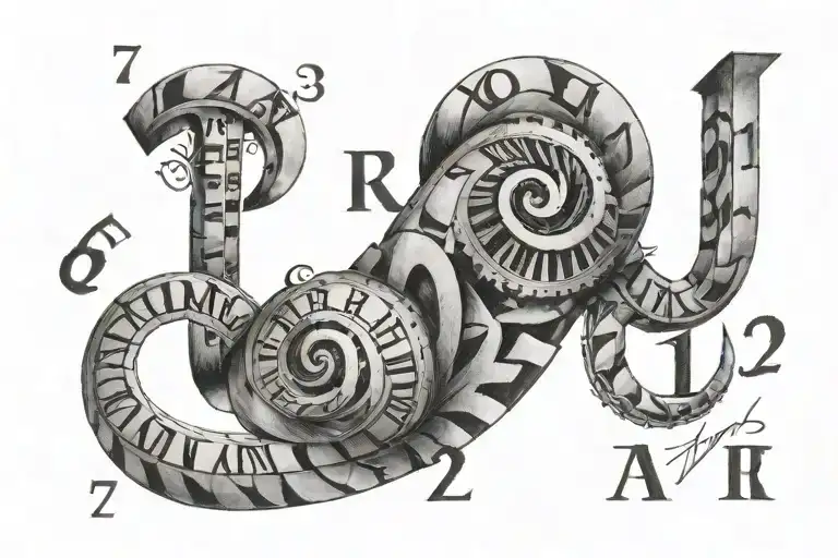 7 Roman Numeral Dates Spiraling On Bicep