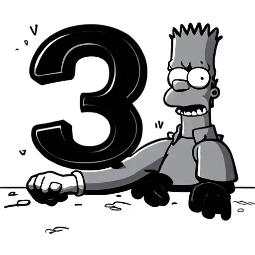 Gangster Bart Simpson Holding Up The Number 3