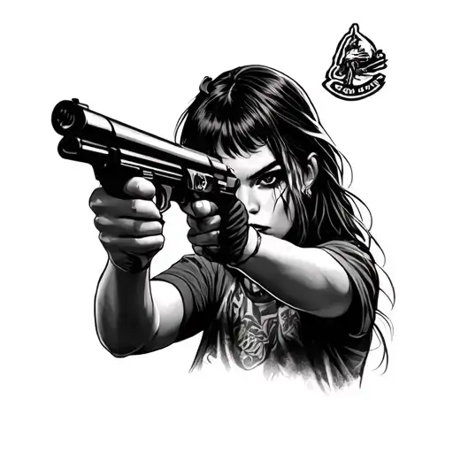 Gangster Girl Shooting Machine Gun