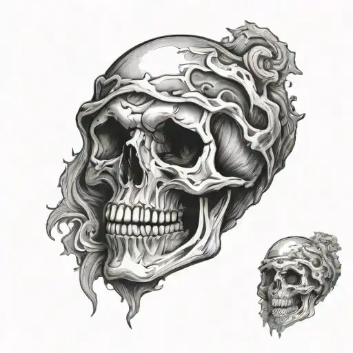 Skull Mysterious And Dark With Fog And Broken Jaw