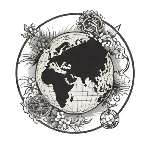 Ikigai Symbol In Center Of Globe