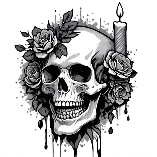 Skull With Candle On Head