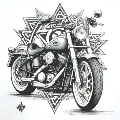 Harley Motorcycle With Nt And Star Of David Incorporated In Design