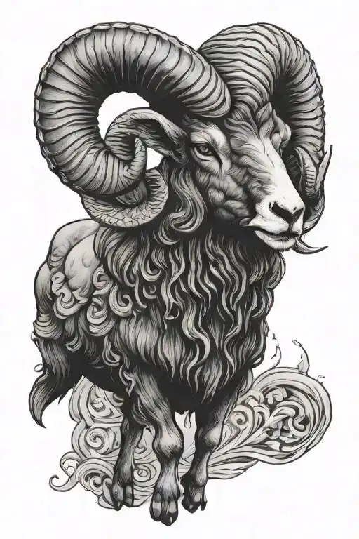 Full Body Black Ram Standing Up