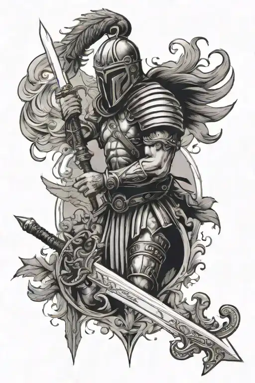 Veni Vidi Vici With Sword And Warrior Wielding A Sword