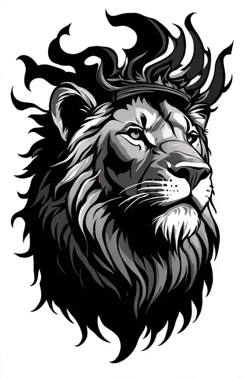 Lion Head Coming Out Of Crest