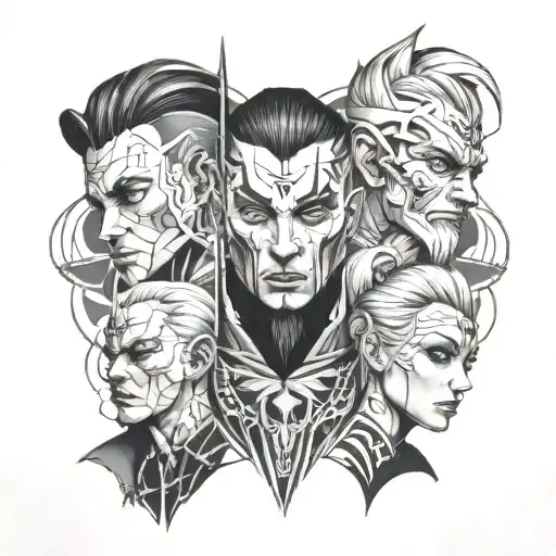 Full Arm Tattoo Of Different Valorant Character Omens Face