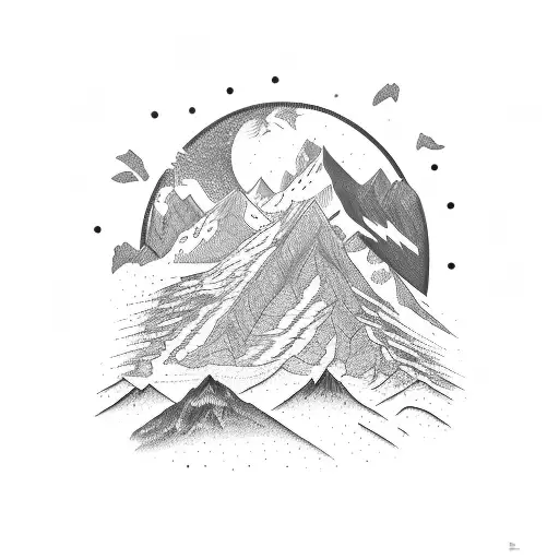 Backpacker And Mountain