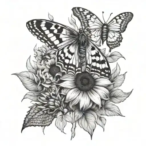 Sunflower And Death Moth