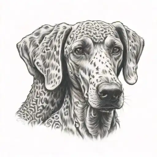 Portrait Of A Standard Poodle With A Doberman Each Side Barking