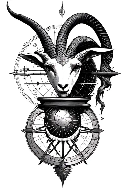 Astrolabe Incorporated Into The Design And Capricorn And Astronomy Geometric