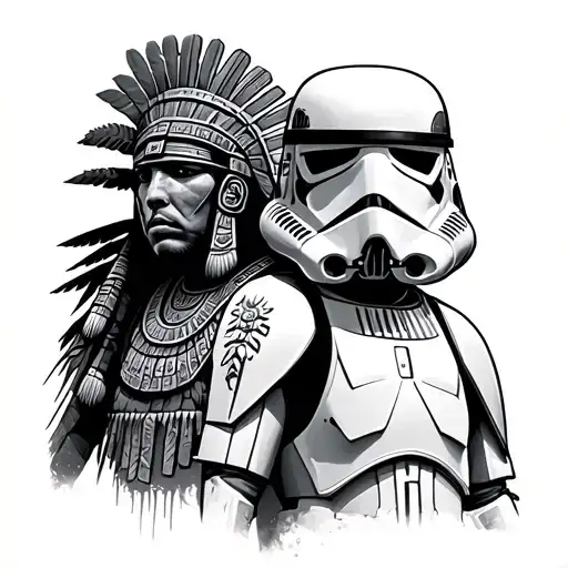 Full Body Stormtrooper With Aztec Warrior Mashup