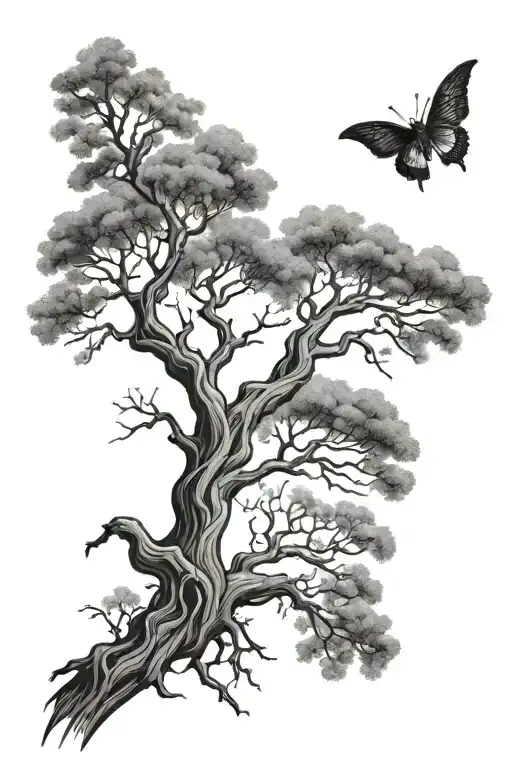 Thin Tree Branch With Forest Spirits