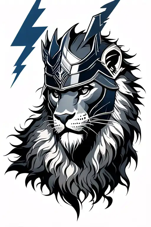 Zues With Lightning And Lion Helmet