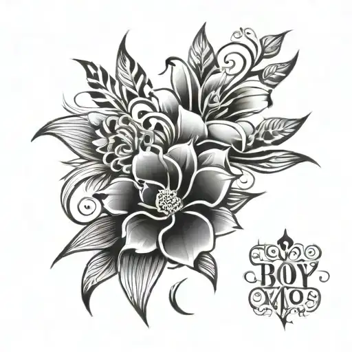 Boy Mom Leader Tribal Floral Tattoo Design