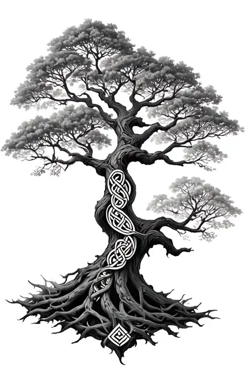 A Tree Covered In Celtic Knots