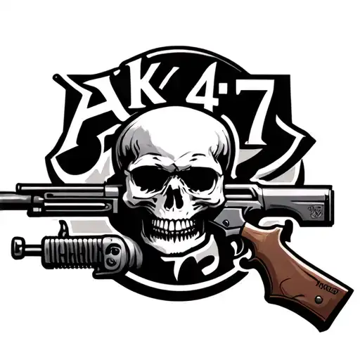 Ak 47 With Letter Ak 47 And Gun Skull