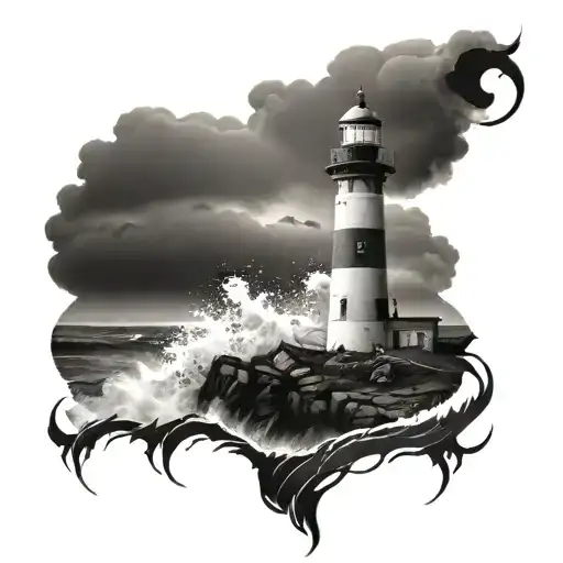 Lighthouse Stormy Condition With Viking Inspiration