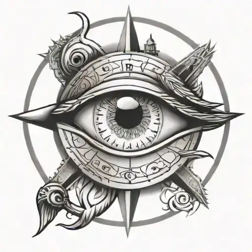 A Compass With An Eye Of Horus Inside
