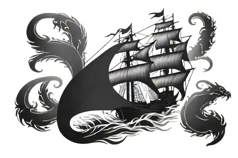 Pirate Ship Attacked By Kraken Reaching