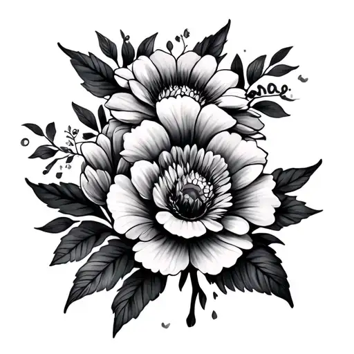 Birth Flowers And Kids Names Written